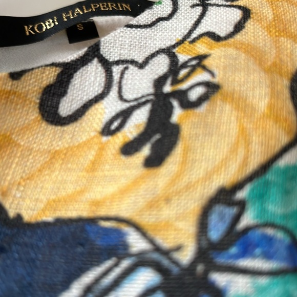 Kobi Halperin Sophie Tropical Multicolor Printed Belt Tie Flare Linen Dress S - Picture 10 of 12